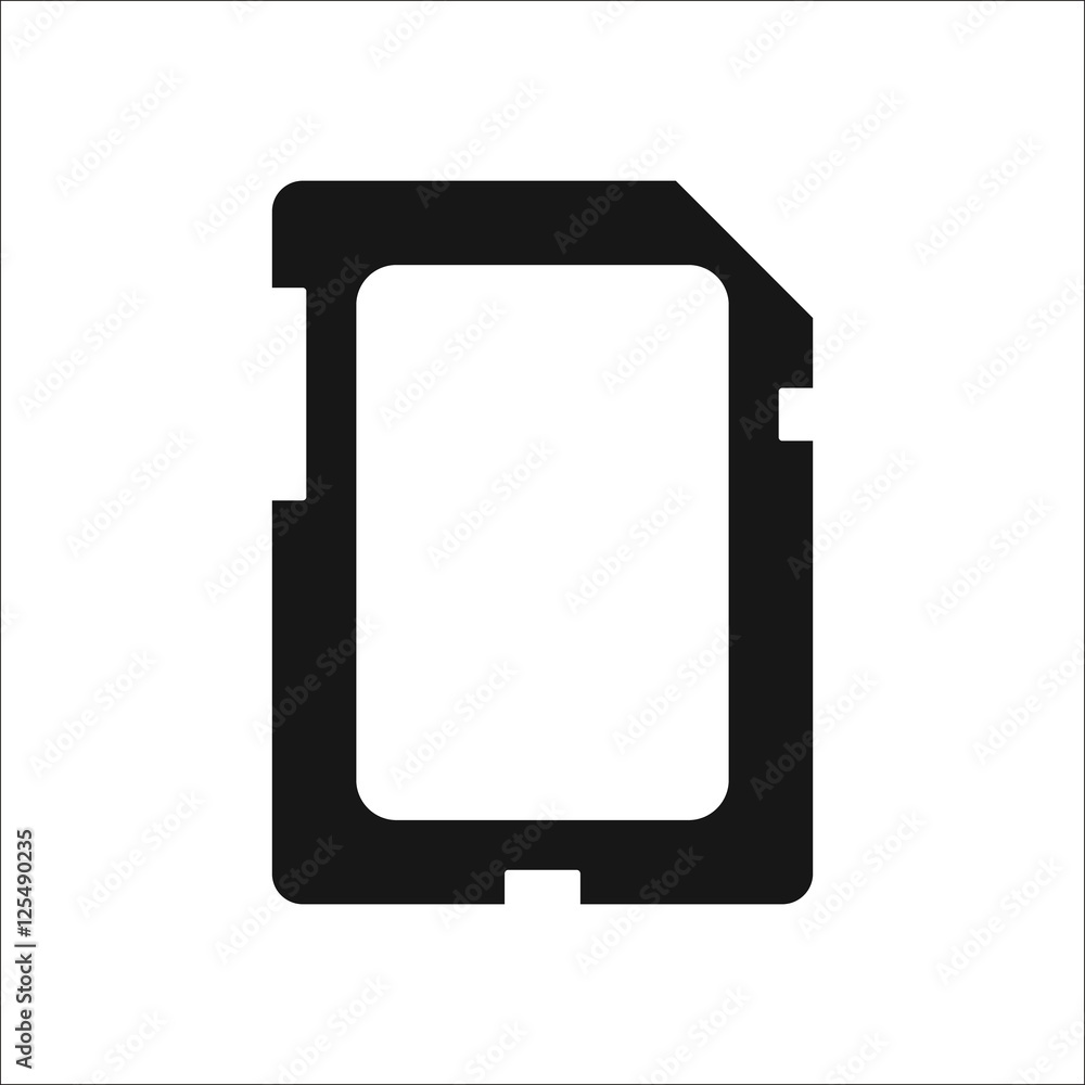Memory Mini SD card symbol silhouette icon on background Memory Mini SD card symbol silhouette icon on background