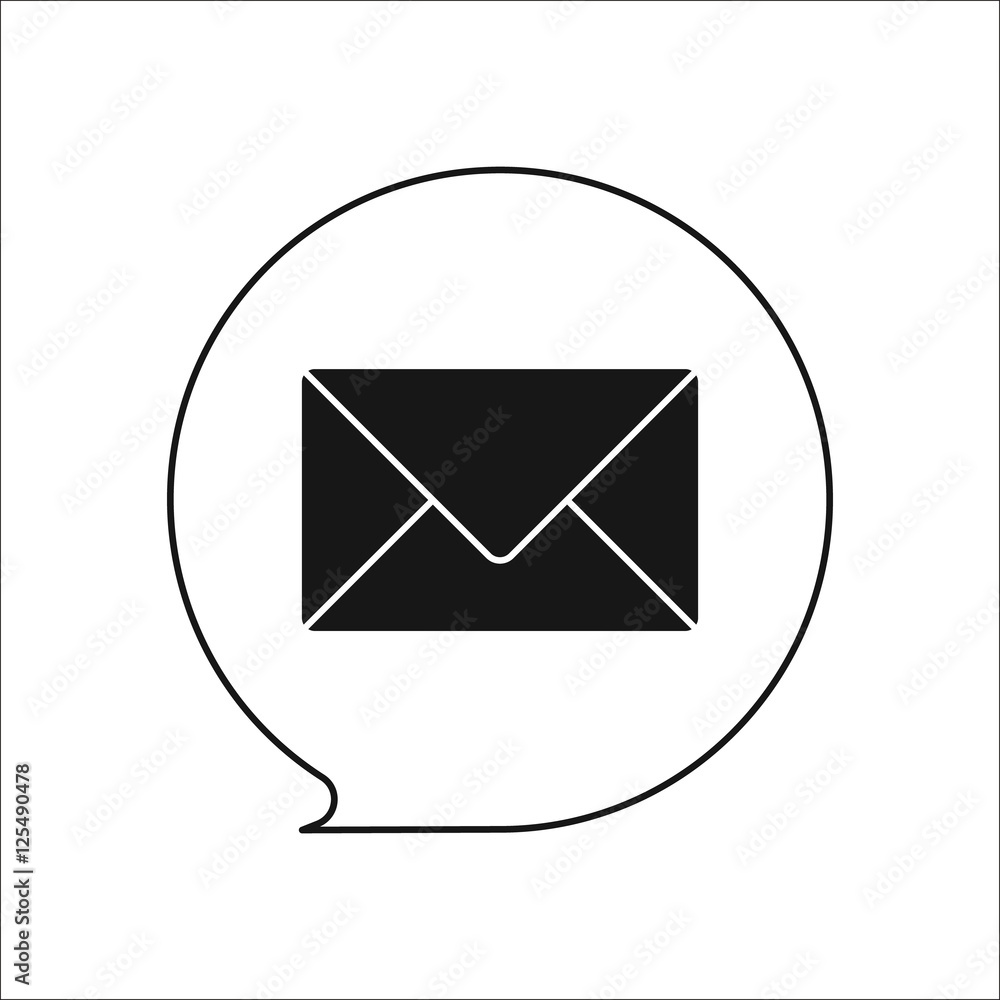 Sms letter bubble symbol silhouette icon on background Sms letter bubble symbol silhouette icon on background