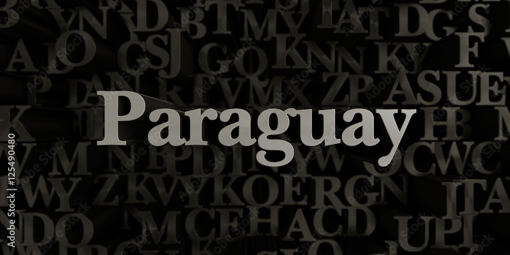 Paraguay - Stock image of 3D rendered metallic typeset headline illustration.  Can be used for an online banner ad or a print postcard.
