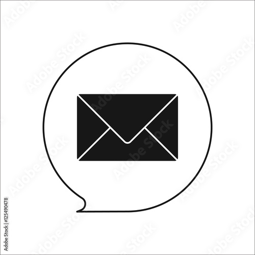 Sms letter bubble symbol silhouette icon on background