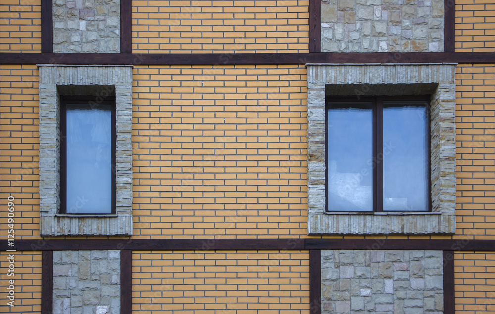 Obraz premium window in the wall overlaid with antique stone