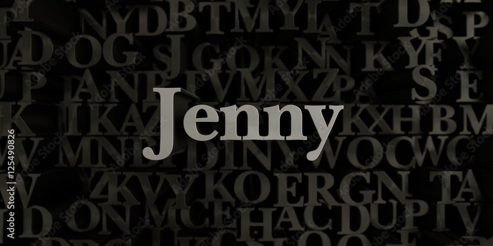Jenny - Stock image of 3D rendered metallic typeset headline illustration.  Can be used for an online banner ad or a print postcard.