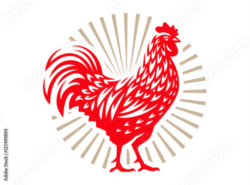 Vector illustration of rooster, symbol 2017