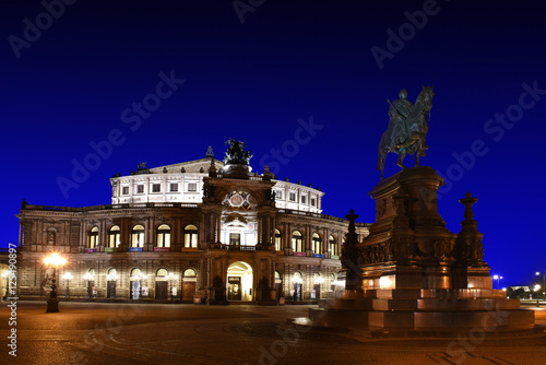 Semperoper  Saxon State Opera  and monument to King John of Saxony  Dresden  Germany