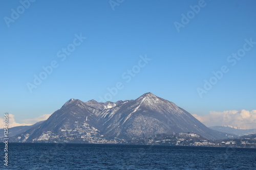Lake Maggiore and Sasso del Ferro in winter, Piedmont Italy