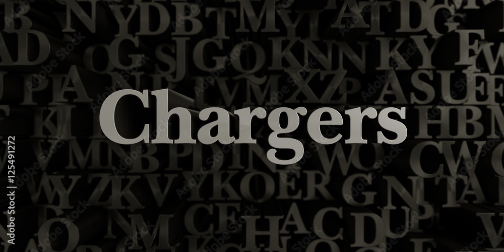 Chargers - Stock image of 3D rendered metallic typeset headline illustration.  Can be used for an online banner ad or a print postcard.