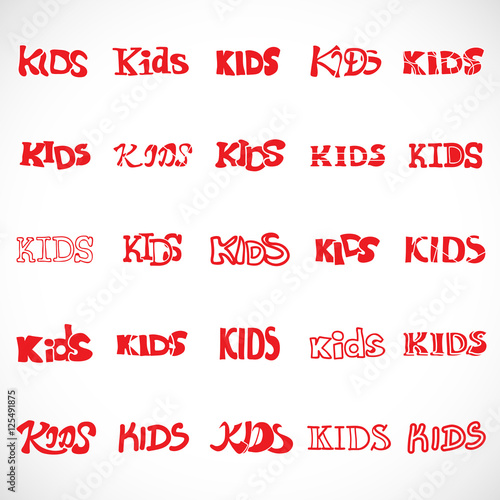 Kids Text Icons Set - Isolated On White Background  Vector Illustration  Graphic Design. For Web  Websites  App  Print  Presentation Templates  Mobile Applications  Promotional Materials