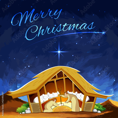 Nativity scene showing birth of Jesus on Christmas