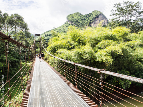 Rope bridge  the ways to across the river in some of the travel place or jungle   popular for extreme adventure travel