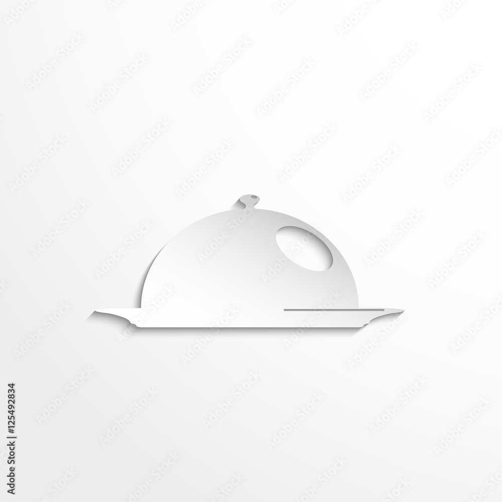 Cooked food on the plate under the hood. Vector icon. Cooked food on the plate under the hood. Vector icon.
