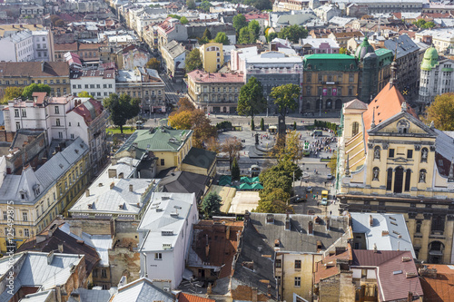 Lviv City from above. Central part of the old city of Lvov. Ukraine © Curioso.Photography