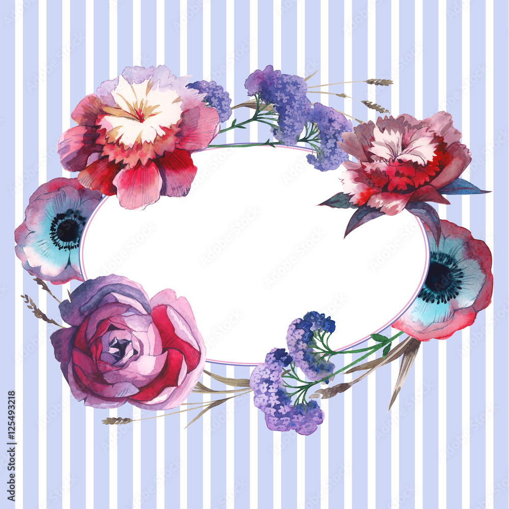 Obraz premium Wildflower rose flower frame in a watercolor style isolated.