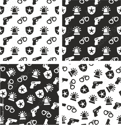 Police Aligned & Random Seamless Pattern Set