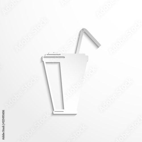 Drink in a glass with a straw. Vector icon.