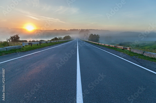 The road and sunrise