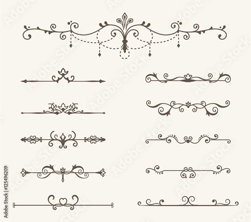 Vector set of decorative elements, border and page rules frame