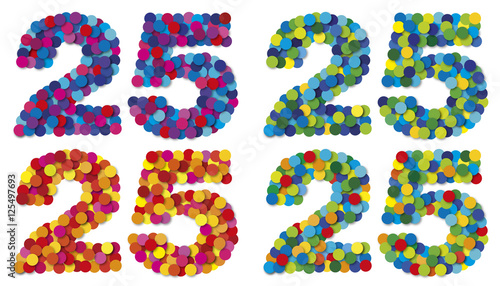 Ziffern, Zahlen aus Konfetti

