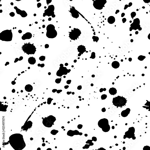Vector seamless pattern with black ink. Editable isolated elemen
