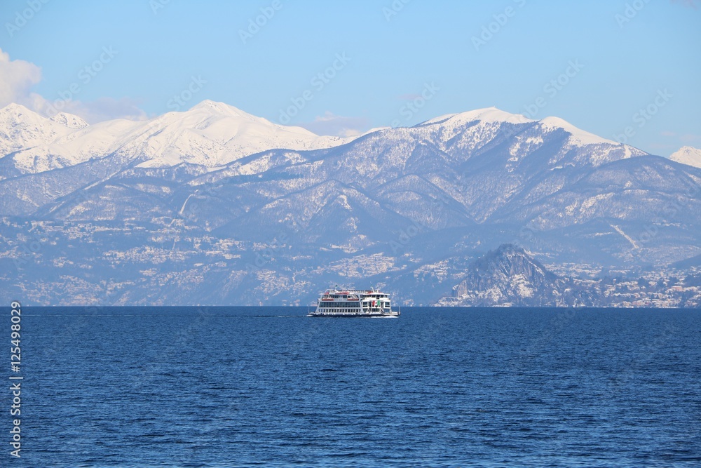 Winter panorama Stresa at Lake Maggiore, Piedmont Italy