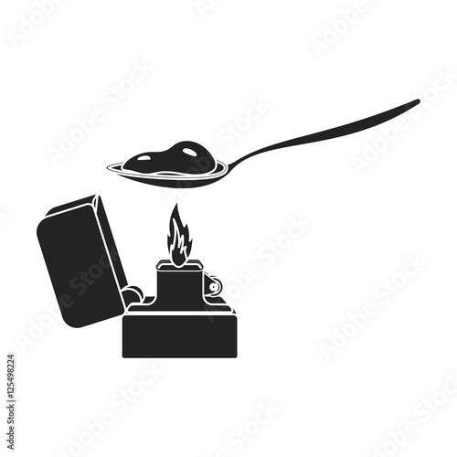 Heroin icon in black style isolated on white background. Drugs symbol stock vector illustration.