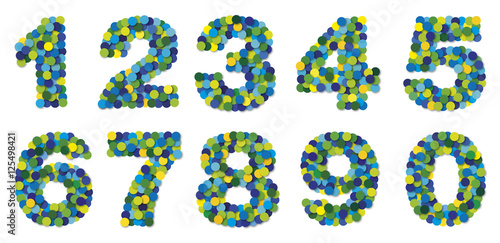 Ziffern, Zahlen aus Konfetti