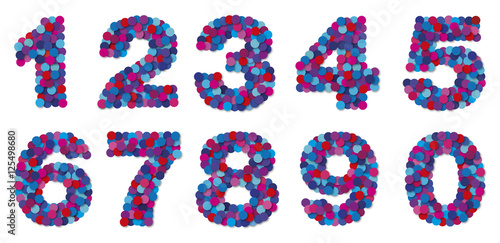 Ziffern, Zahlen aus Konfetti