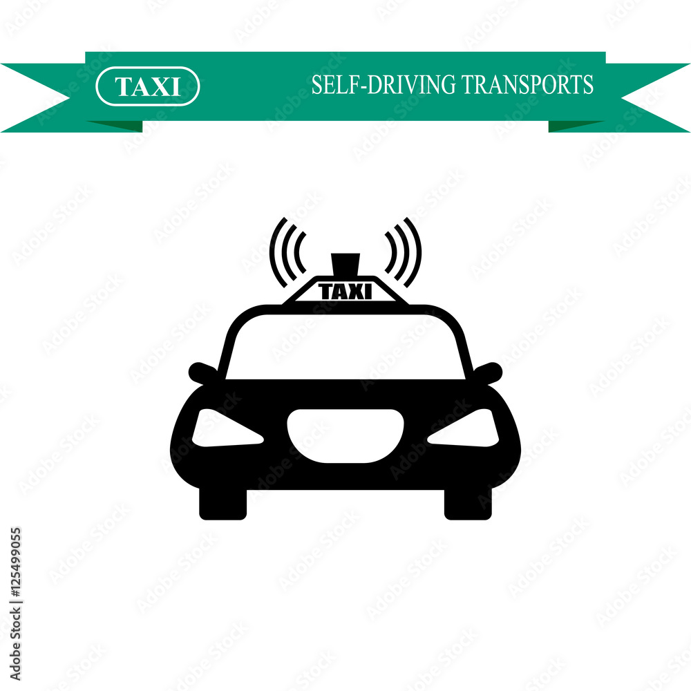 Self-driving taxi vector icon