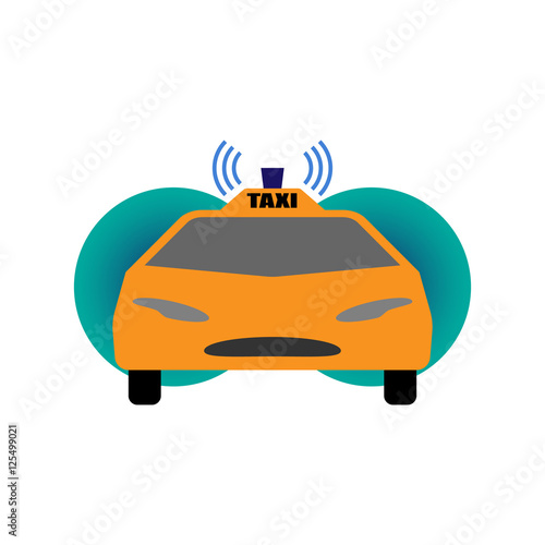 Self-driving taxi vector illustration