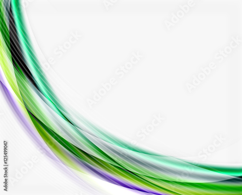 Smooth colorful line on white. Wave abstract background