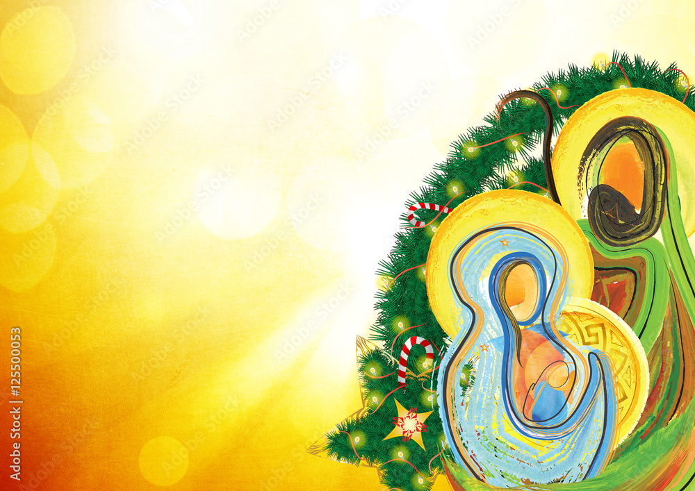 Christmas nativity scene, Holy family Mary Joseph and baby Jesus ...