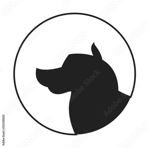 Silhouette of a dog head alaskan malamute