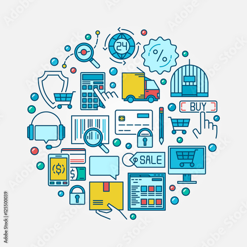 E-commerce flat round illustration