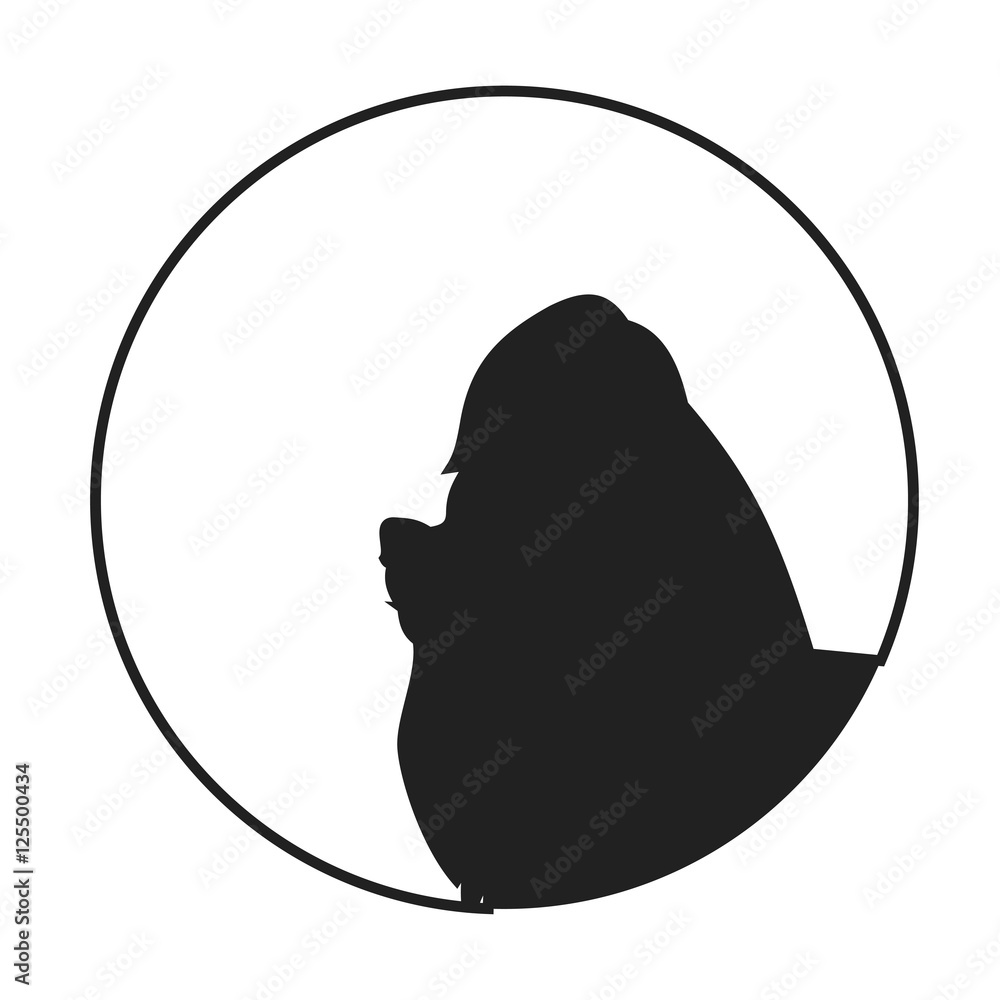 Silhouette of a dog head yorkshire terrier