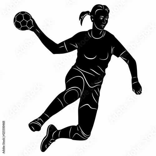 Silhouette woman handball player. vector drawing
