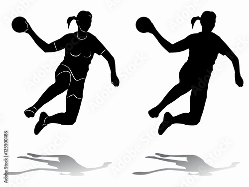 Silhouette woman handball player. vector drawing
