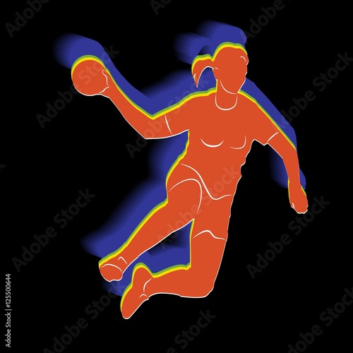 Silhouette woman handball player. vector drawing