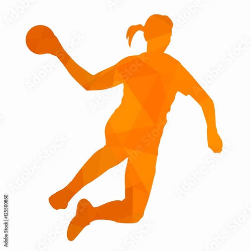 Silhouette woman handball player. vector drawing