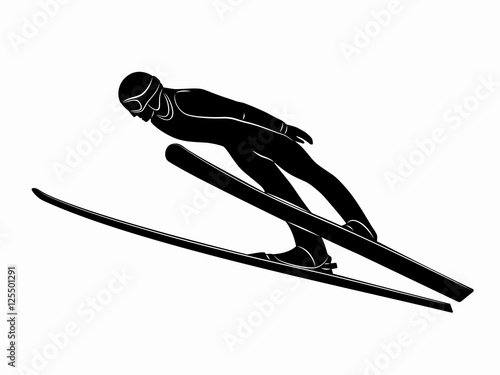  silhouette ski jumper. vector drawing