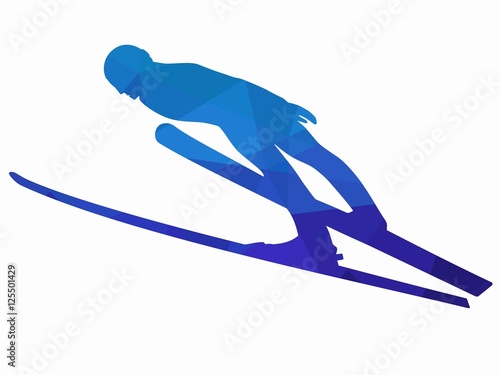  silhouette ski jumper. vector drawing