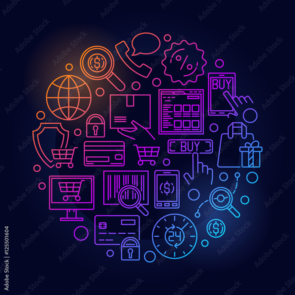 E-commerce colorful round illustration