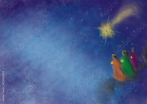 Obraz na plátně Three kings or three wise men with Christmas star