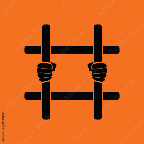 Hands holding prison bars icon