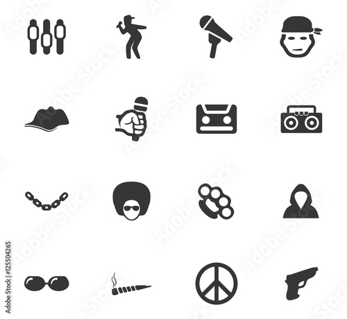 Rap hip hop music icons set