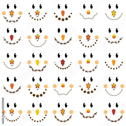 Vector Collection of Cute Scarecrow Faces