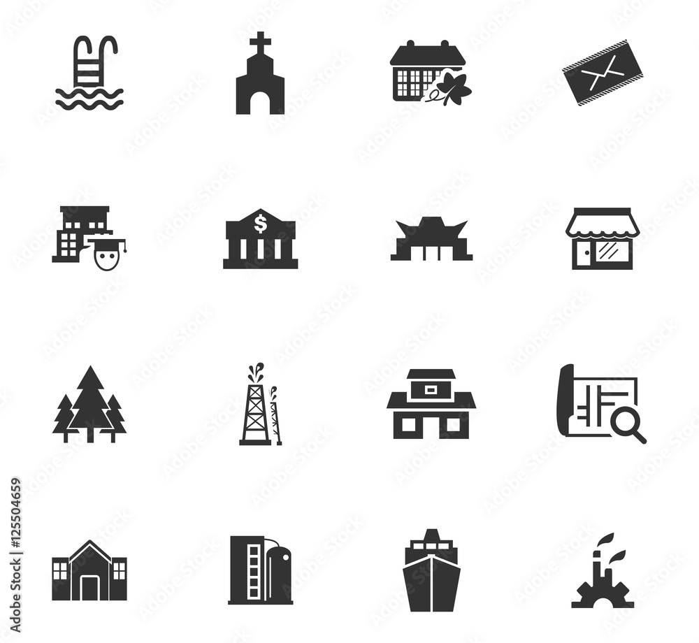 Infrastucture of the city icons set Infrastucture of the city icons set