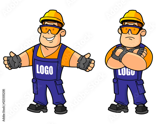 Builder, working, or foreman. From a large set of mascots. Replace your logo on.