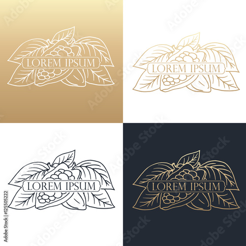 Hand drawing logo designes of cocoa beans.