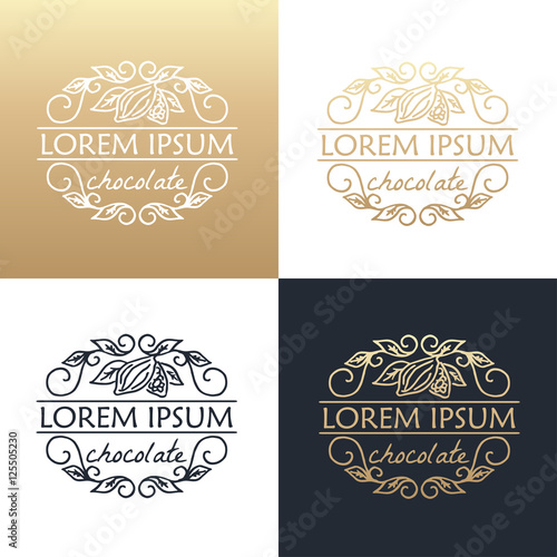 Hand drawing logo designes of cocoa beans.