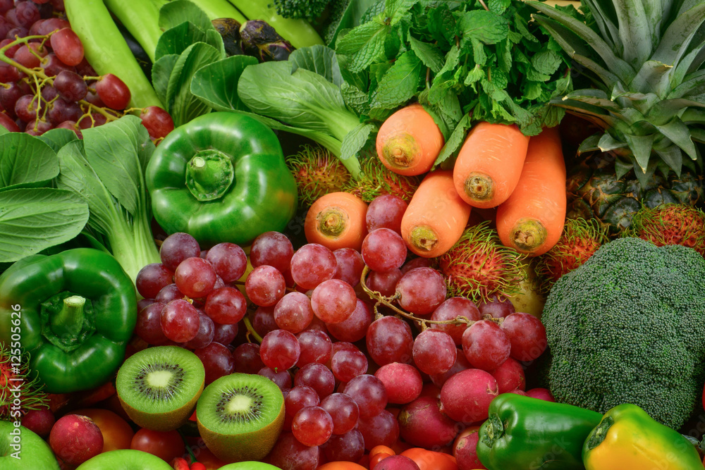 Fresh fruits and vegetables for healthy