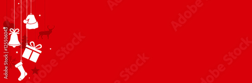 Christmas banner with hanging decorations